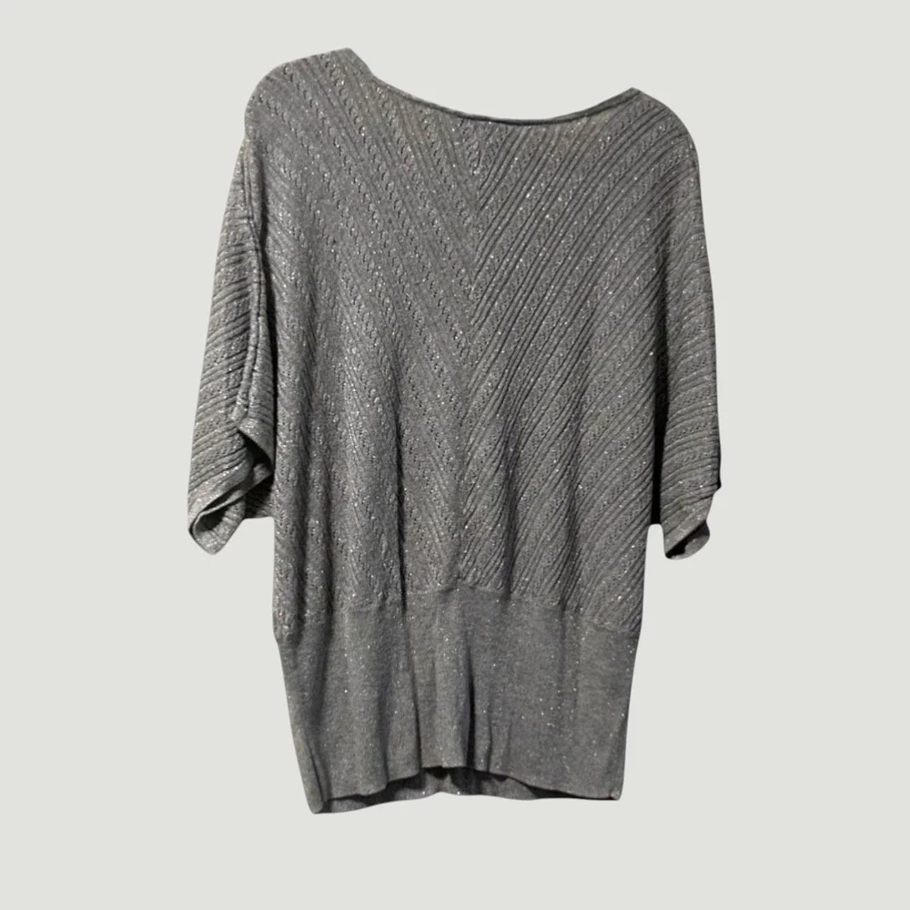 Lane Bryant‎ Womens Sweater Gray SIlver 14/16 Metallic Glam Futurism Casual